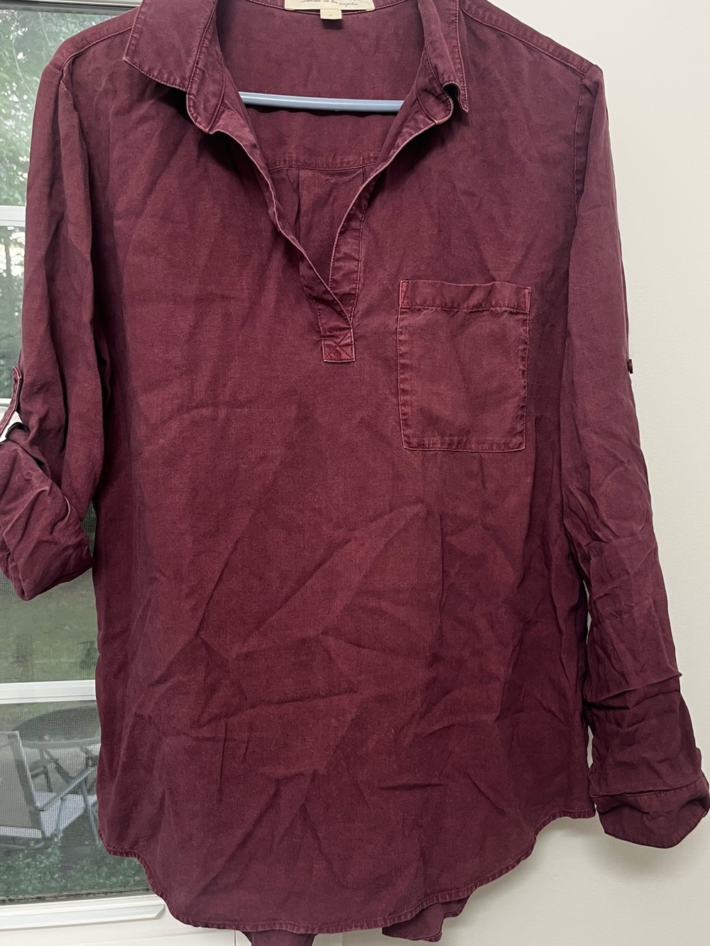 cloth & stone Women's Long-Sleeve Pullover Blouse in Burgundy